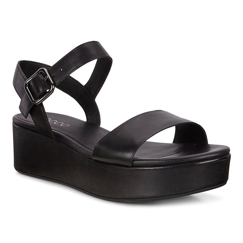 Sandalias Ecco Elevate Plateau Para Mujer,Negras,369215-EHS